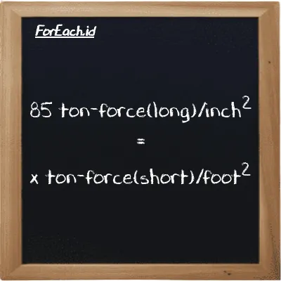 Example ton-force(long)/inch<sup>2</sup> to ton-force(short)/foot<sup>2</sup> conversion (85 LT f/in<sup>2</sup> to tf/ft<sup>2</sup>)
